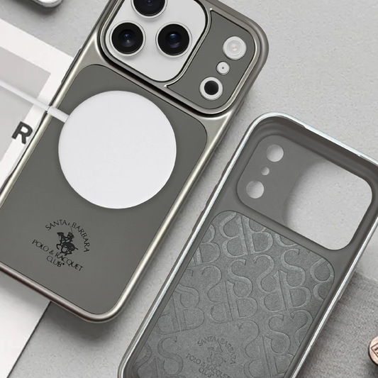 iPhone 17 Pro Polo Club Deri Magsafe Telefon Kılıf Gümüş