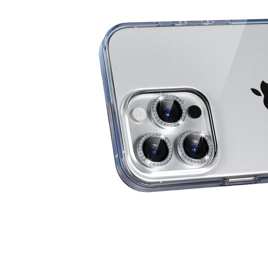 iPhone 16 Pro Kamera Koruyucu Taşlı Silver