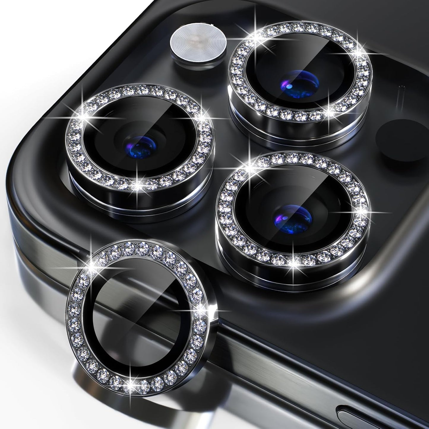 iPhone 15 Pro Max Kamera Koruyucu Taşlı Black