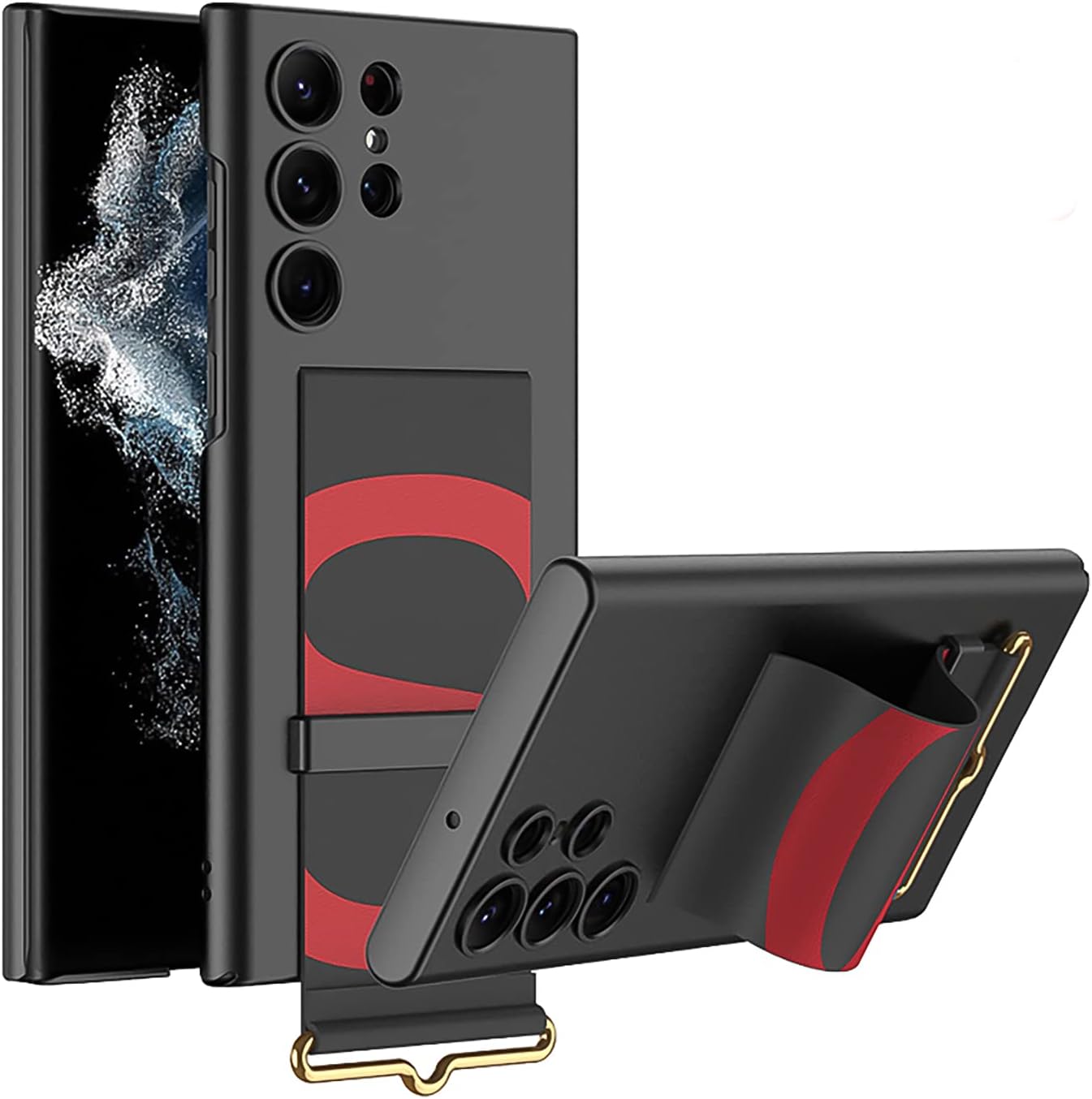 Samsung S23 Ultra Bileklik ve Askı Aparatlı Kılıf Black