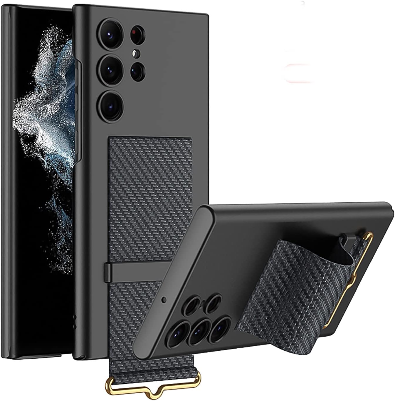 Samsung S23 Ultra Bileklik ve Askı Aparatlı Kılıf Carbon