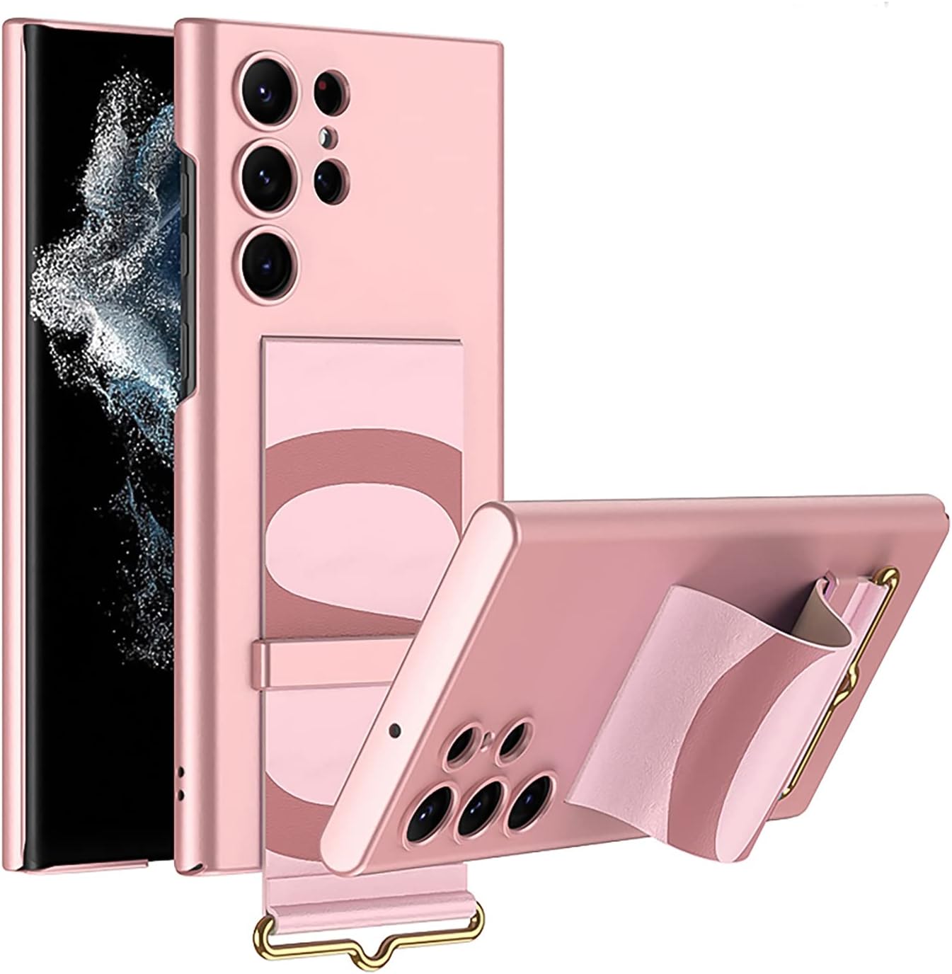Samsung S24 Ultra Bileklik ve Askı Aparatlı Kılıf Pink