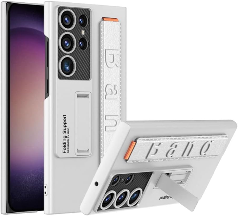 Samsung S23 Ultra Bileklik ve Standlı Kılıf White