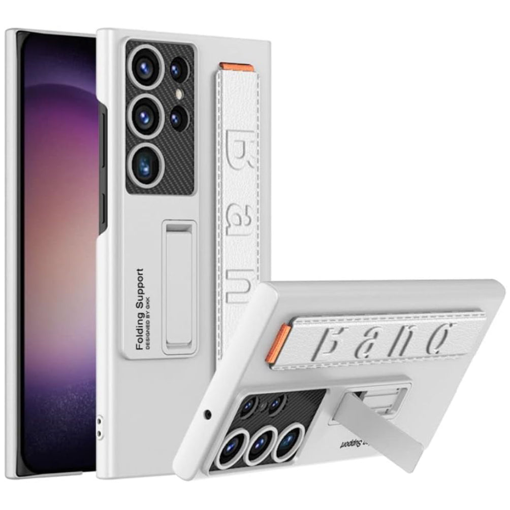 Samsung S23 Ultra Bileklik ve Standlı Kılıf White