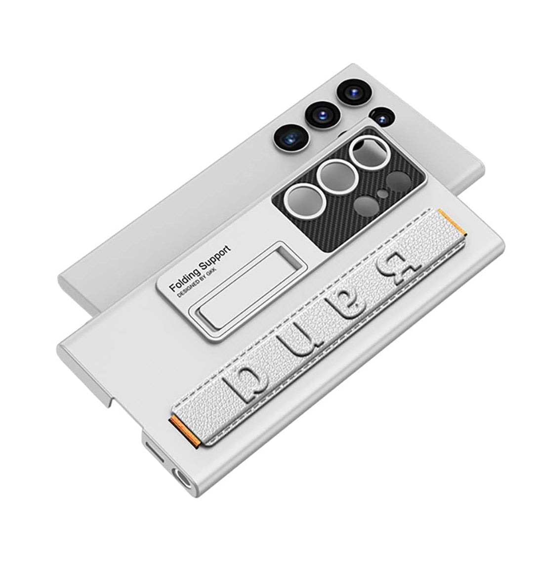 Samsung S23 Ultra Bileklik ve Standlı Kılıf White