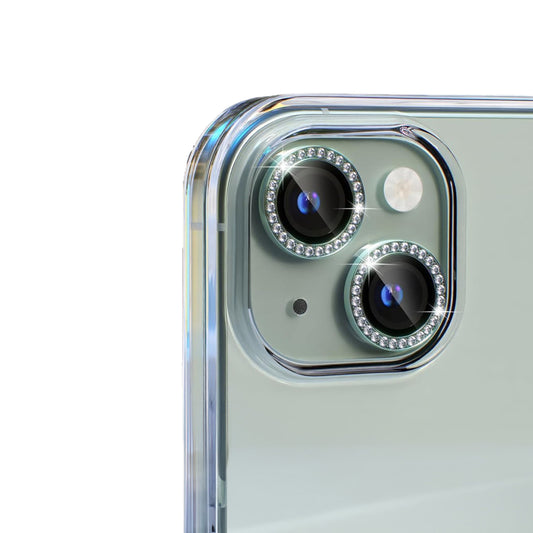 iPhone 15 Plus Kamera Koruyucu Taşlı Yeşil